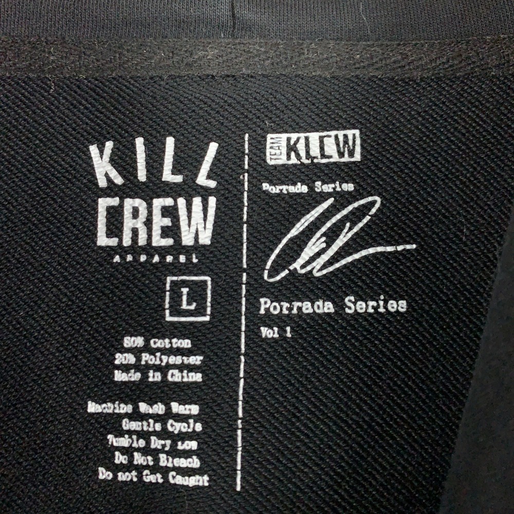 Kill Crew Psych Ward Hoodie Mens Large Black Porrada Series Graphic Gym Pullover - Picture 2 of 7